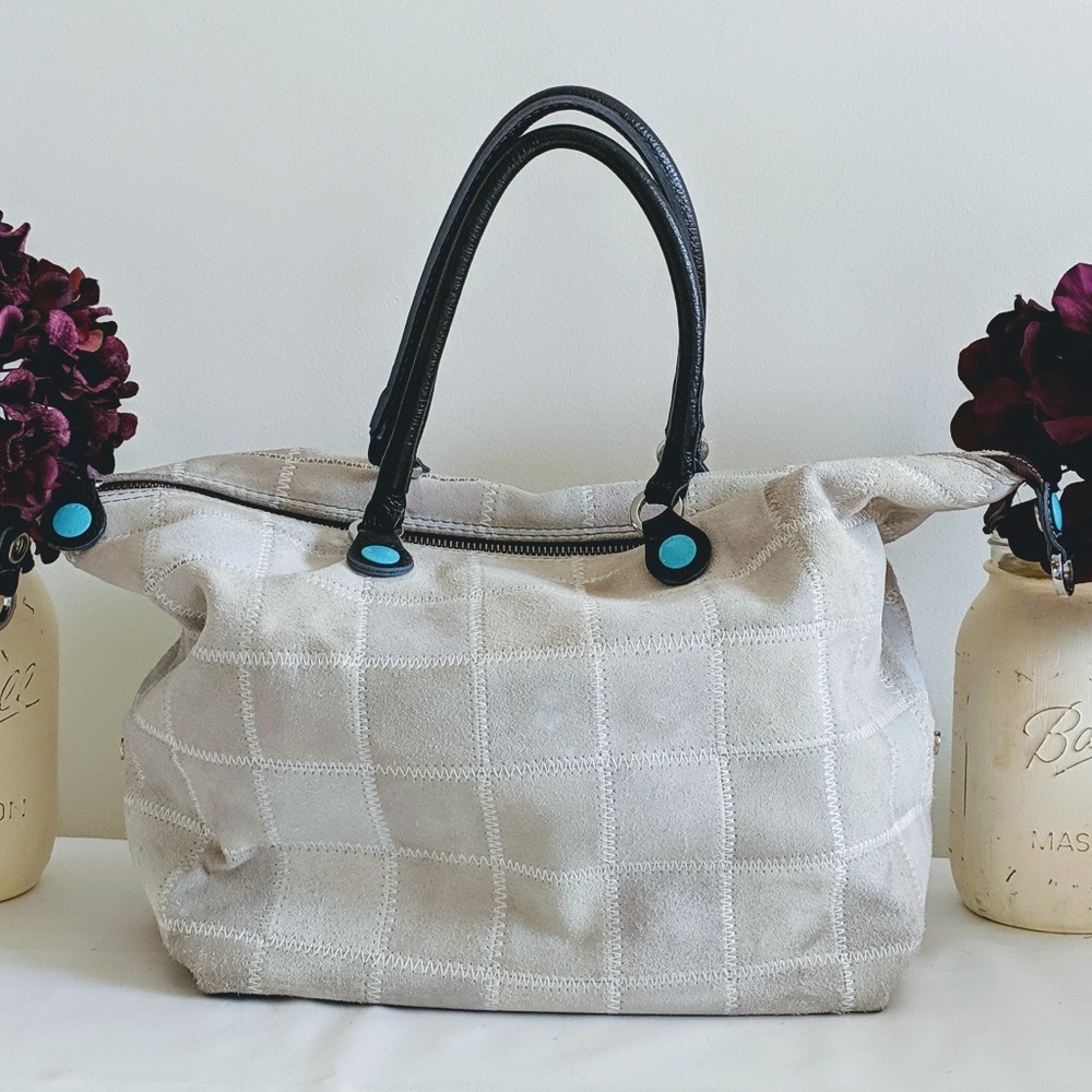Gabs Italy Patchwork Suede Handbag.